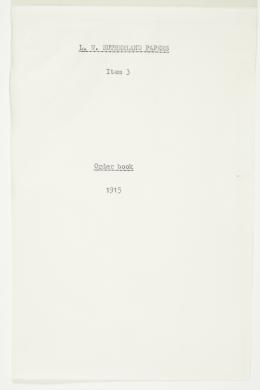 Item 03: Leslie William Sutherland order book, 1915 - Page 1