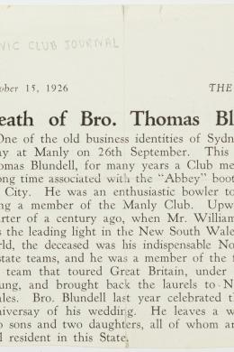 Series 05: Blundell family miscellaneous papers, 1926