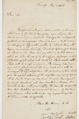 Series 13.11: Letter received by Banks from Francis Masson, 4 May 1778