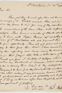 Series 13.17: Letter received by Banks from Francis Masson, 15 January 1780